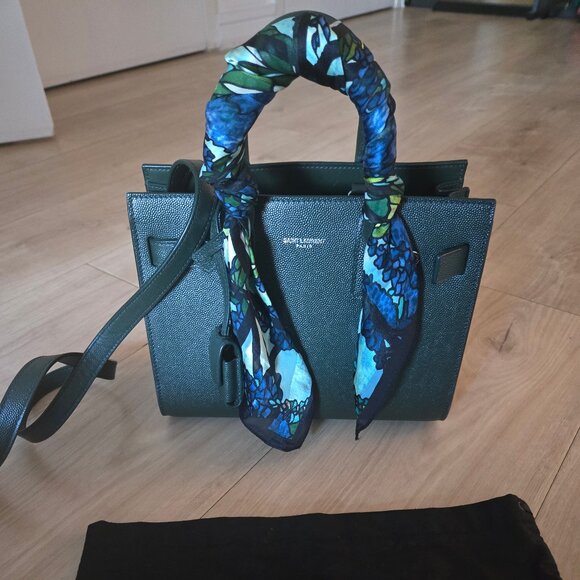 Saint Laurent Classic Sac De Jour Nano in Dark Green Grain De Poudre - Picture 1 of 5